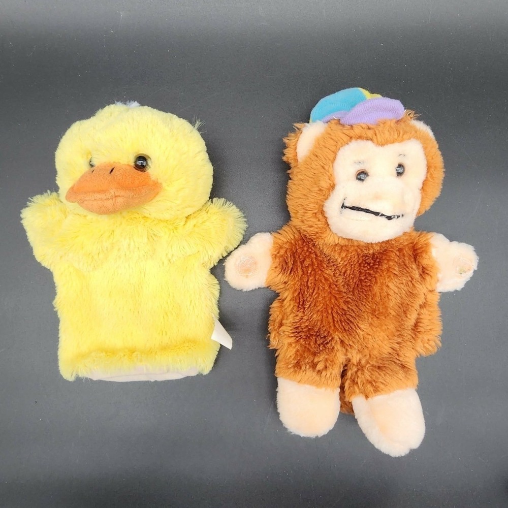 World Book‎ Yellow Brown Plush Hand Puppet Kids Vintage 1980s Zak Monkey Duck